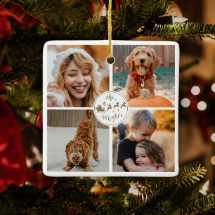Cute Christmas Photo Family Gift Ceramic Ornament