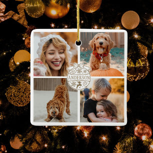 Cute Christmas Photo Family Gift Ceramic Ornament