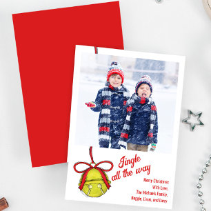 Cute Christmas Photo Jingle Bells Holiday Card