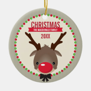CUTE CHRISTMAS PHOTO ORNAMENT :: reindeer rudolf