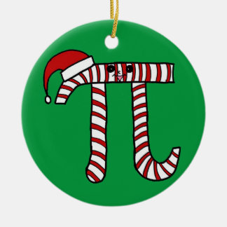 Cute Christmas Pi Ornament (Green Background)