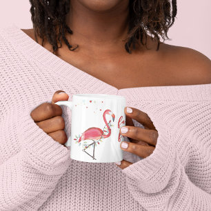 Cute Christmas Pink Flamingo Custom Coffee Mug