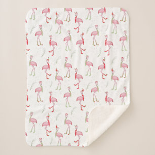 Cute Christmas pink flamingo pattern  Sherpa Blanket