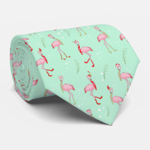 Cute Christmas pink flamingo pattern Tie