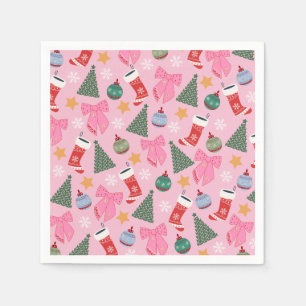 Cute Christmas Pink Napkin