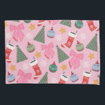 Cute Christmas Pink Pillowcase<br><div class="desc">Cute Christmas - Abstract Retro Colourful Christmas – Pink Holiday.</div>