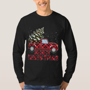 Cute Christmas Plaid Buffalo Red Truck With Christ T-Shirt