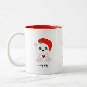 Cute Christmas Polar Bear Cartoon Two-Tone Coffee Mug