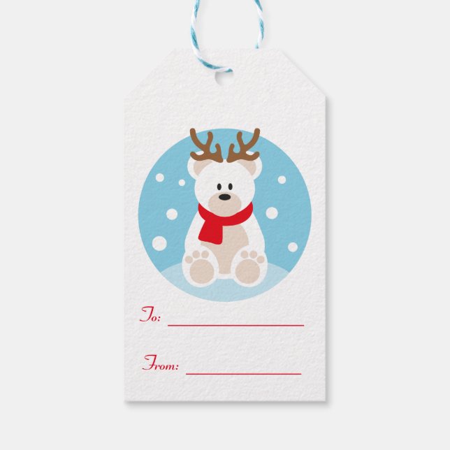 Cute Christmas Polar Bear Gift Tag (Back)