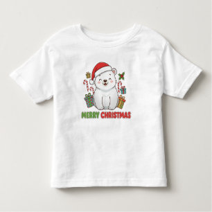 Cute Christmas Polar Bear Illustration Toddler T-Shirt