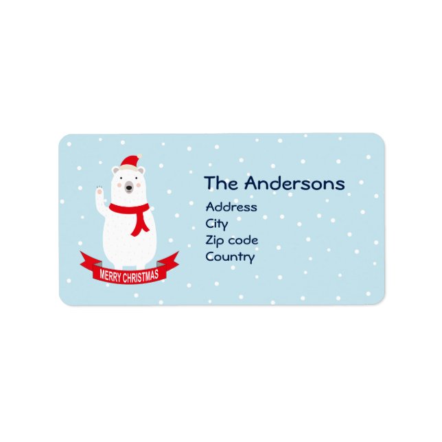Cute Christmas Polar Bear Label (Front)