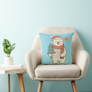 Cute Christmas Polar Bear Scandinavian Winter Cushion