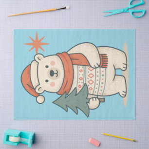 Cute Christmas Polar Bear Scandinavian Winter Tissue Paper