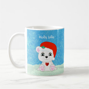 Cute Christmas Polar Bear & Snowman Coffee Mug