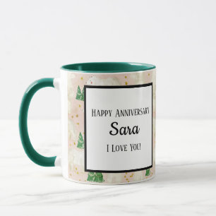 Cute Christmas Polar Bears in Evergreen Forest Mug