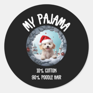 Cute Christmas Poodle - Funny Dog Design For Pet L Classic Round Sticker