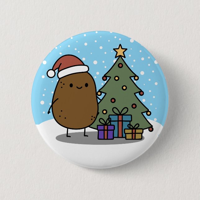Cute Christmas Potato 6 Cm Round Badge (Front)
