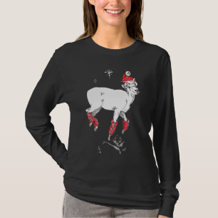 Cute Christmas Prancing Goat Ram Ewe Jingle Bell T-Shirt