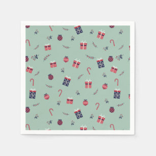 Cute Christmas Presents Ornaments Pattern Napkin