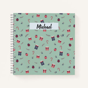 Cute Christmas Presents Ornaments Pattern Notebook