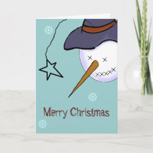 Cute Christmas Primitive Snowman Holiday Card