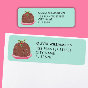 Cute Christmas Pudding Festive Return Address Label