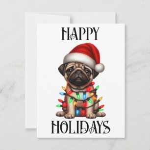 Cute Christmas Pug Holiday Card