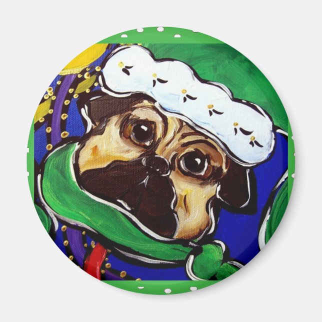 Cute Christmas Pugs Magnet (Front)