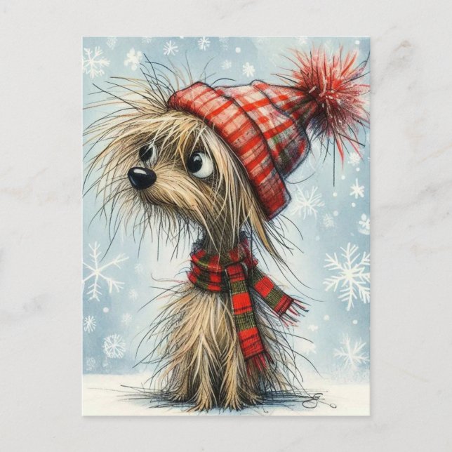 Cute Christmas Pup Holiday Postcard (Front)