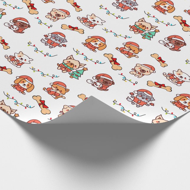 Cute Christmas Puppies Wrapping Paper (Corner)