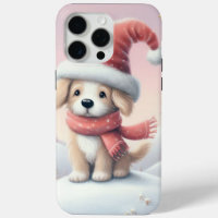 Cute Christmas puppy in santa hat