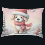 Cute Christmas puppy in santa hat Pet Bed<br><div class="desc">snow</div>