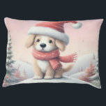 Cute Christmas puppy in santa hat Pet Bed<br><div class="desc">snow</div>