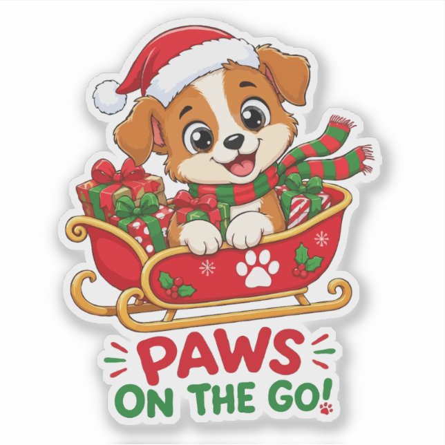 Cute Christmas Puppy in Sleigh (Front)