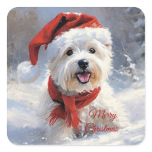 Cute Christmas Puppy in Snow