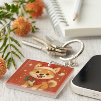 Cute Christmas puppy Key Ring