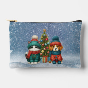 Cute Christmas puppy & kitten Accessory Pouch