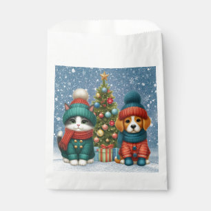 Cute Christmas puppy & kitten Favour Bag