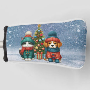 Cute Christmas puppy & kitten Golf Head Cover