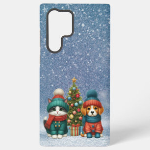 Cute Christmas puppy & kitten Samsung Galaxy Case