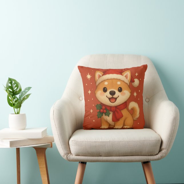 Cute Christmas Puppy Pillow (Chair)