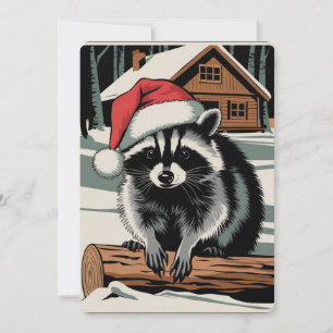 Cute Christmas Raccoon Holiday Card