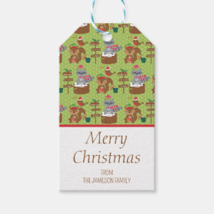 Cute Christmas Racoon and Squirrel & Snowflakes Gift Tags