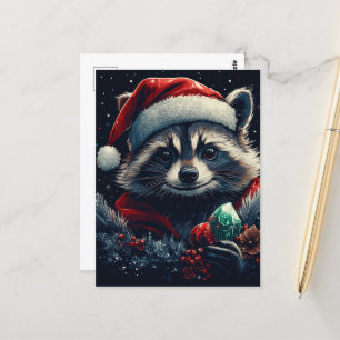 Cute Christmas Racoon Postcard