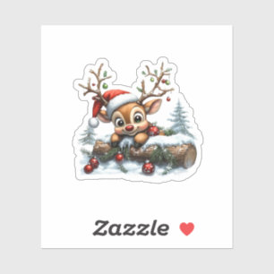 Cute Christmas Reindeer Card with Ornaments