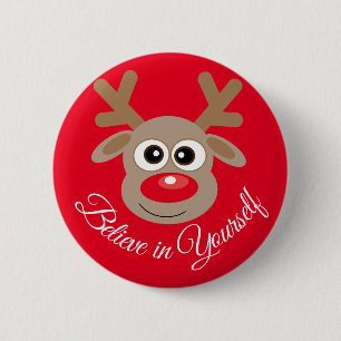 Cute Christmas Reindeer Cartoon Inspirational 6 Cm Round Badge