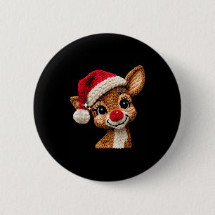 Cute Christmas Reindeer Crocheting Funny Gift Men, 6 Cm Round Badge