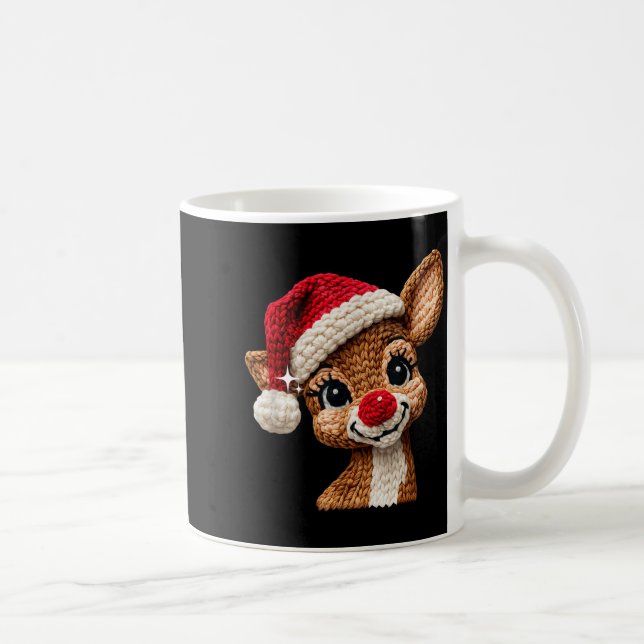 Cute Christmas Reindeer Crocheting Funny Gift Men, Coffee Mug (Right)