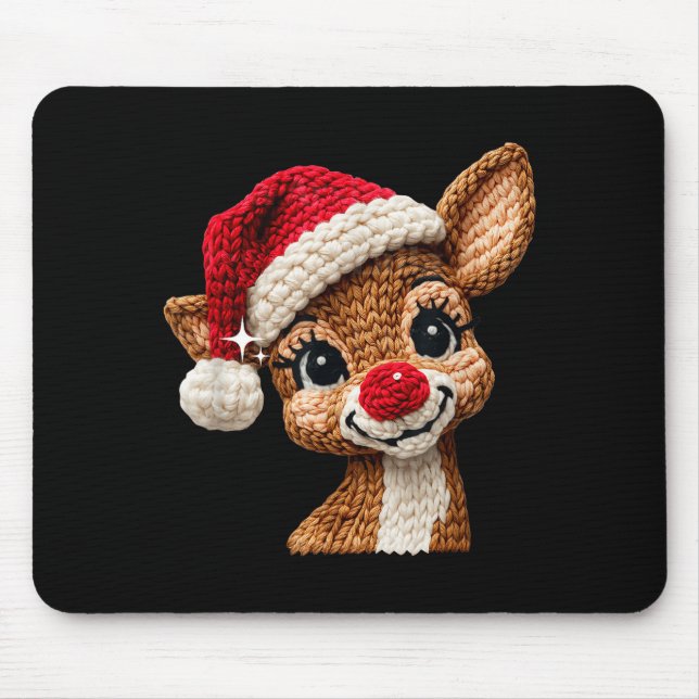 Cute Christmas Reindeer Crocheting Funny Gift Men, Mouse Pad (Front)