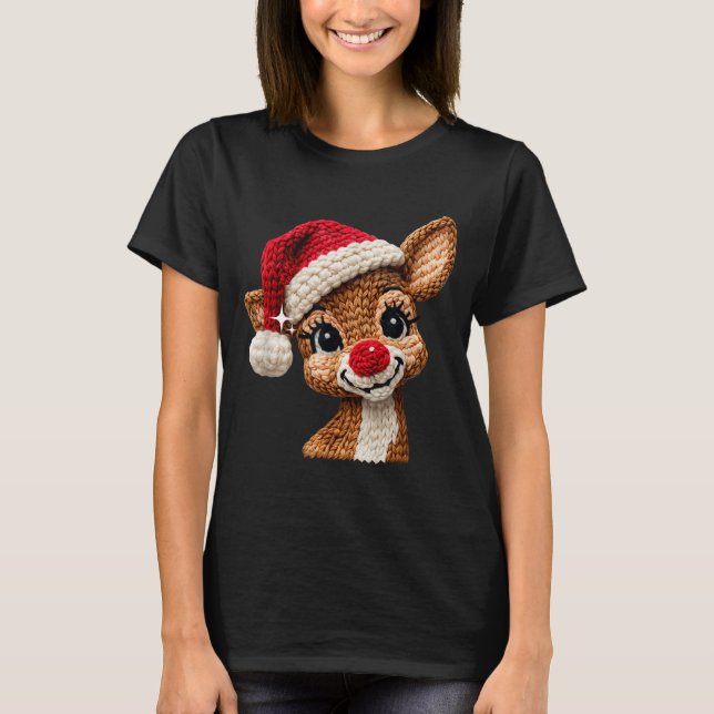 Cute Christmas Reindeer Crocheting Funny Gift Men, T-Shirt (Front)